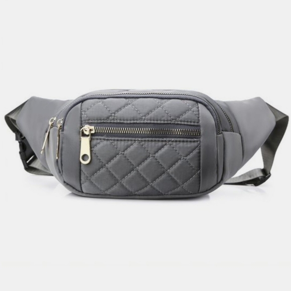 (Out of Stock) Black Quilted Multi Pocket Waist Belt Bag - Picture 5 of 8